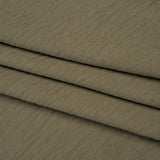 Crinkled Stretch Polyester Woven - Dusty Olive Green - Designer Deadstock