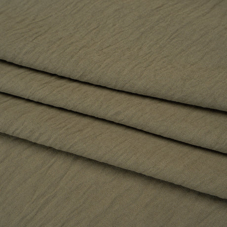 Crinkled Stretch Polyester Woven - Dusty Olive Green - Designer Deadstock