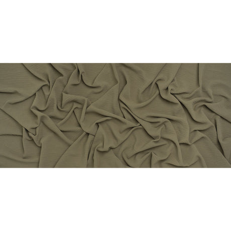 Crinkled Stretch Polyester Woven - Dusty Olive Green - Designer Deadstock