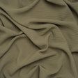 Crinkled Stretch Polyester Woven - Dusty Olive Green - Designer Deadstock