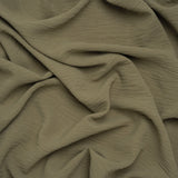 Crinkled Stretch Polyester Woven - Dusty Olive Green - Designer Deadstock