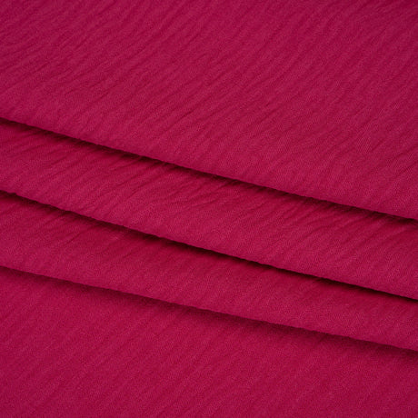 Crinkled Stretch Polyester Woven - Magenta - Designer Deadstock