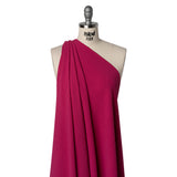 Crinkled Stretch Polyester Woven - Magenta - Designer Deadstock