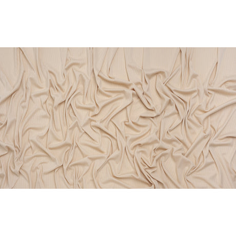 Stretch Polyester Barcode Rib Knit - Oatmeal - Designer Deadstock
