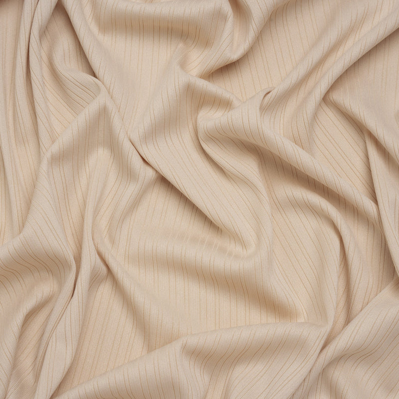 Stretch Polyester Barcode Rib Knit - Oatmeal - Designer Deadstock