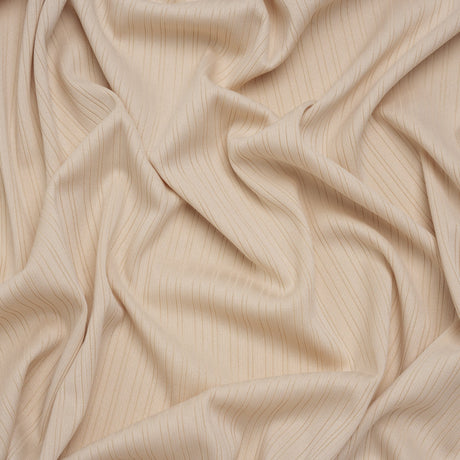 Stretch Polyester Barcode Rib Knit - Oatmeal - Designer Deadstock