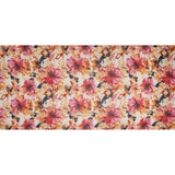 Polyester Chiffon Print - Goldenrod, Pink and Navy Painterly Florals - Designer Deadstock