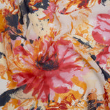 Polyester Chiffon Print - Goldenrod, Pink and Navy Painterly Florals - Designer Deadstock
