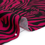 Polyester and Linen Canvas Print - Fuchsia and Black Tiger Stripes - Designer Deadstock