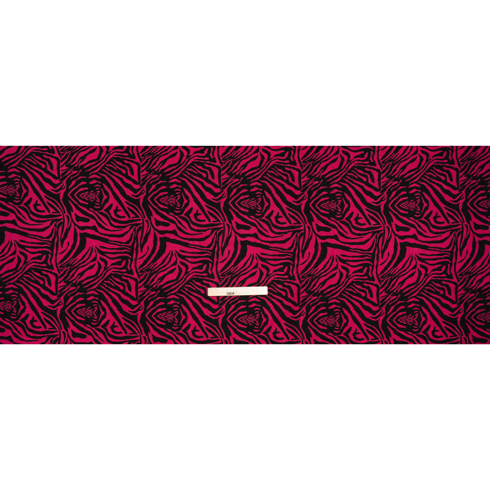 Polyester and Linen Canvas Print - Fuchsia and Black Tiger Stripes - Designer Deadstock