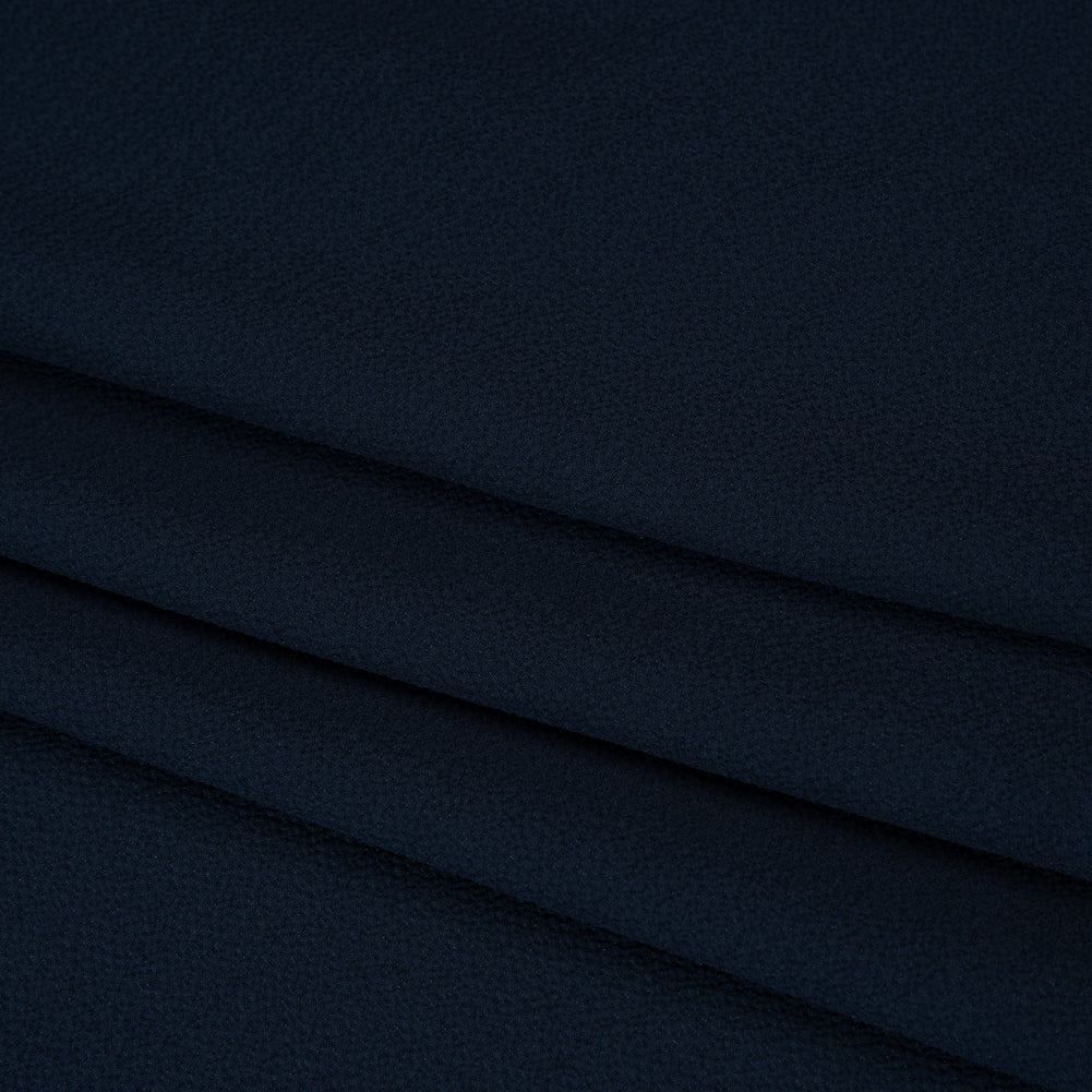Stretch Puckered Polyester Crepe - Navy - Designer Deadstock