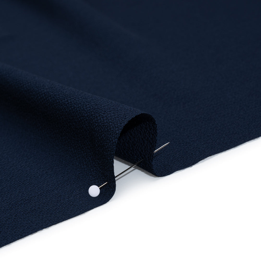 Stretch Puckered Polyester Crepe - Navy - Designer Deadstock