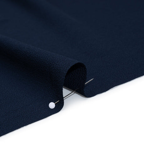 Stretch Puckered Polyester Crepe - Navy - Designer Deadstock