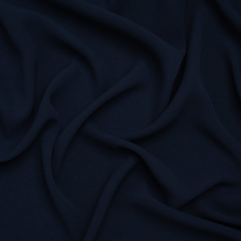 Stretch Puckered Polyester Crepe - Navy - Designer Deadstock