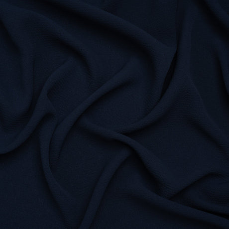 Stretch Puckered Polyester Crepe - Navy - Designer Deadstock