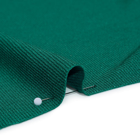 Polyester French Terry Rib Knit - Teal Green - Designer Deadstock