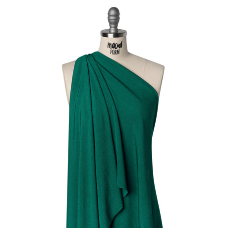 Polyester French Terry Rib Knit - Teal Green - Designer Deadstock