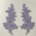 Beaded Floral Lace Applique on Polyester Mesh