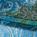 Polyester Chiffon Print - Blue and Green Paisley Patchwork - Designer Deadstock