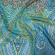 Polyester Chiffon Print - Blue and Green Paisley Patchwork - Designer Deadstock