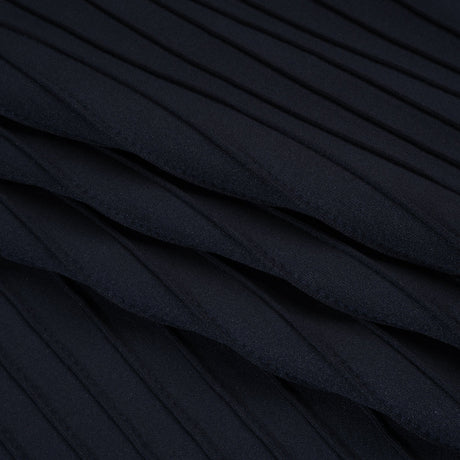 Pintucked Stretch Polyester Scuba Knit - Navy Blue - Designer Deadstock