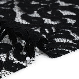 Corded Cotton and Polyester Lace - Black Floral - Designer Deadstock