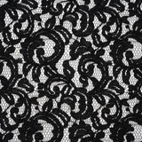 Corded Cotton and Polyester Lace - Black Floral - Designer Deadstock