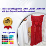 1 Piece Vibrant Apple Red Chiffon Chiavari Chair Cover with Sash Elegant Event Backdrop Accent
