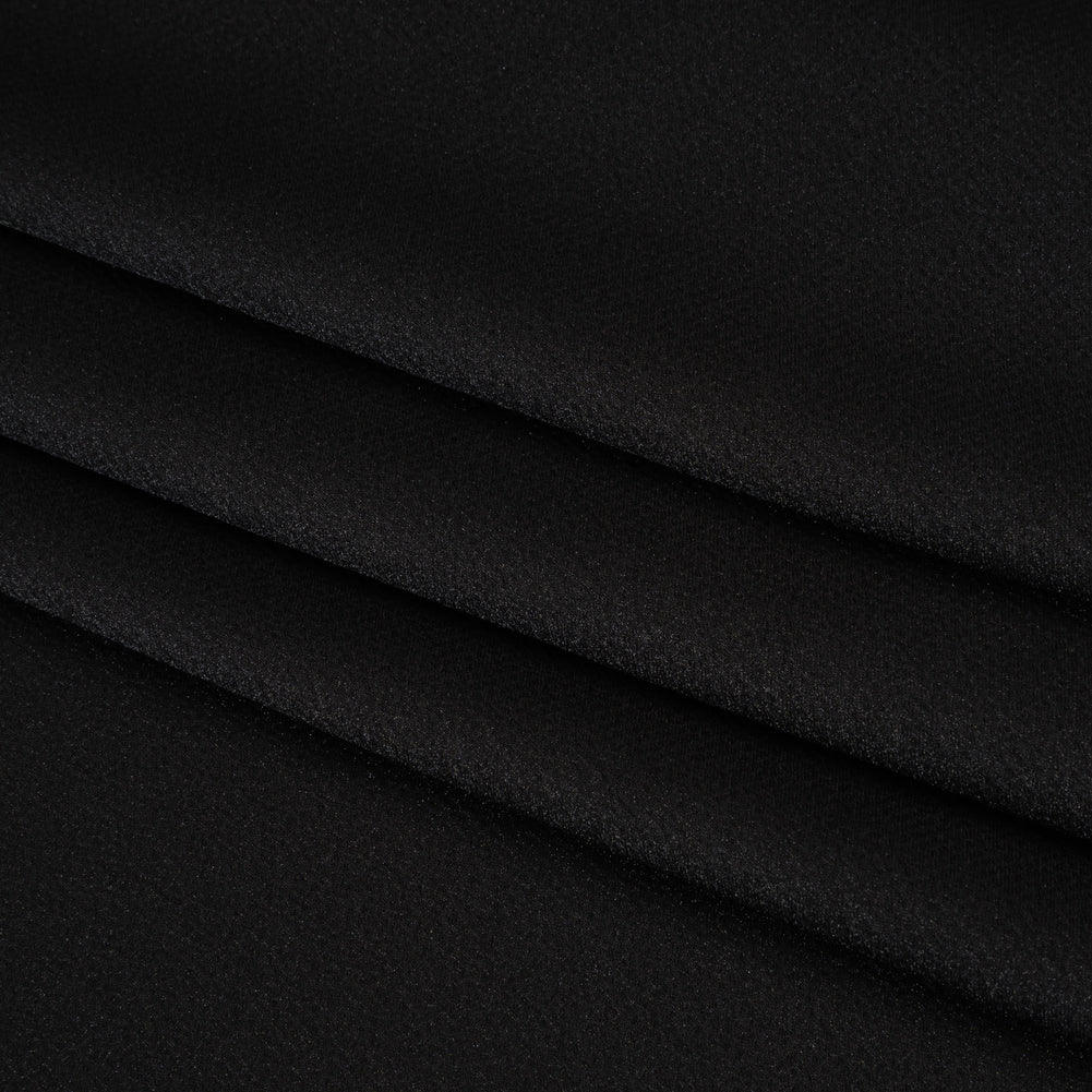Satin Faced Polyester Crepe - Black - Designer Deadstock