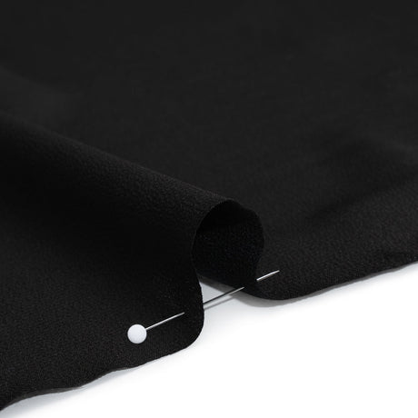 Satin Faced Polyester Crepe - Black - Designer Deadstock