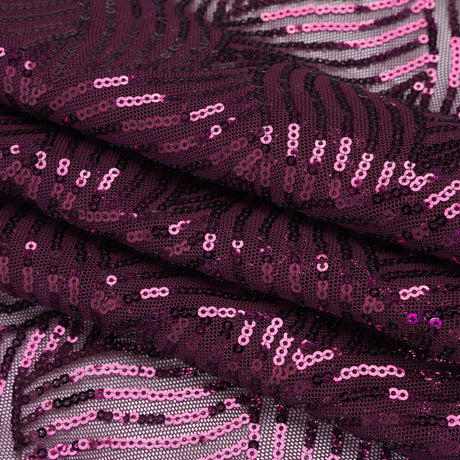 Stretch Polyester Mesh with Sequins - Plum Purple Wavey Weave - Designer Deadstock