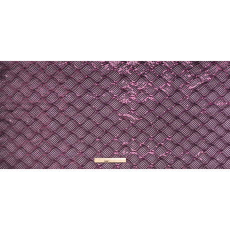 Stretch Polyester Mesh with Sequins - Plum Purple Wavey Weave - Designer Deadstock