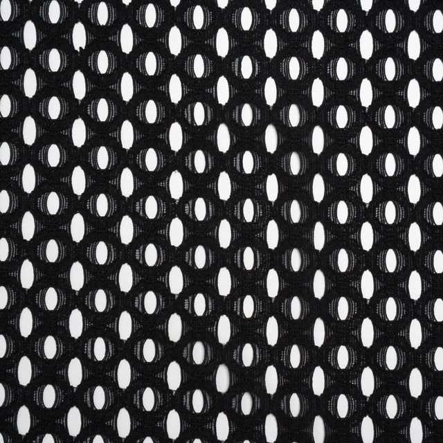 Nylon and Cotton Novelty Knit Re-Embroidered Lace - Oval Lattice - Designer Deadstock