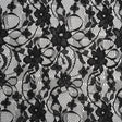 Polyester Raschel Lace - Black Flowers and Ribbons - Designer Deadstock
