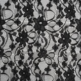 Polyester Raschel Lace - Black Flowers and Ribbons - Designer Deadstock