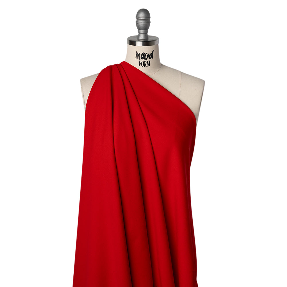 Stretch Polyester Crepe Double Knit - Flame Scarlet - Designer Deadstock