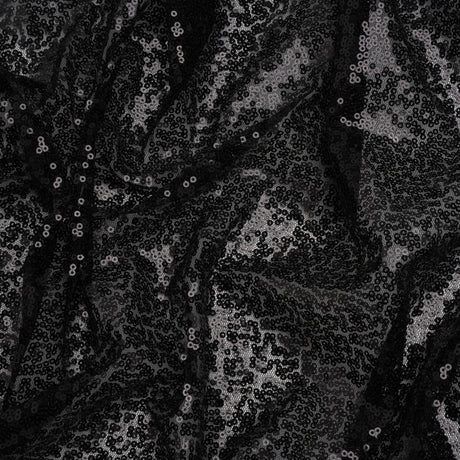 Sequined Polyester Tulle - Black Abstract - Designer Deadstock