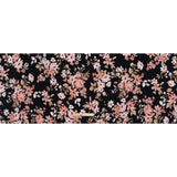 Stretch Polyester Jersey with Puff Print - Black, Pink and Beige Floral - Designer Deadstock