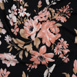 Stretch Polyester Jersey with Puff Print - Black, Pink and Beige Floral - Designer Deadstock