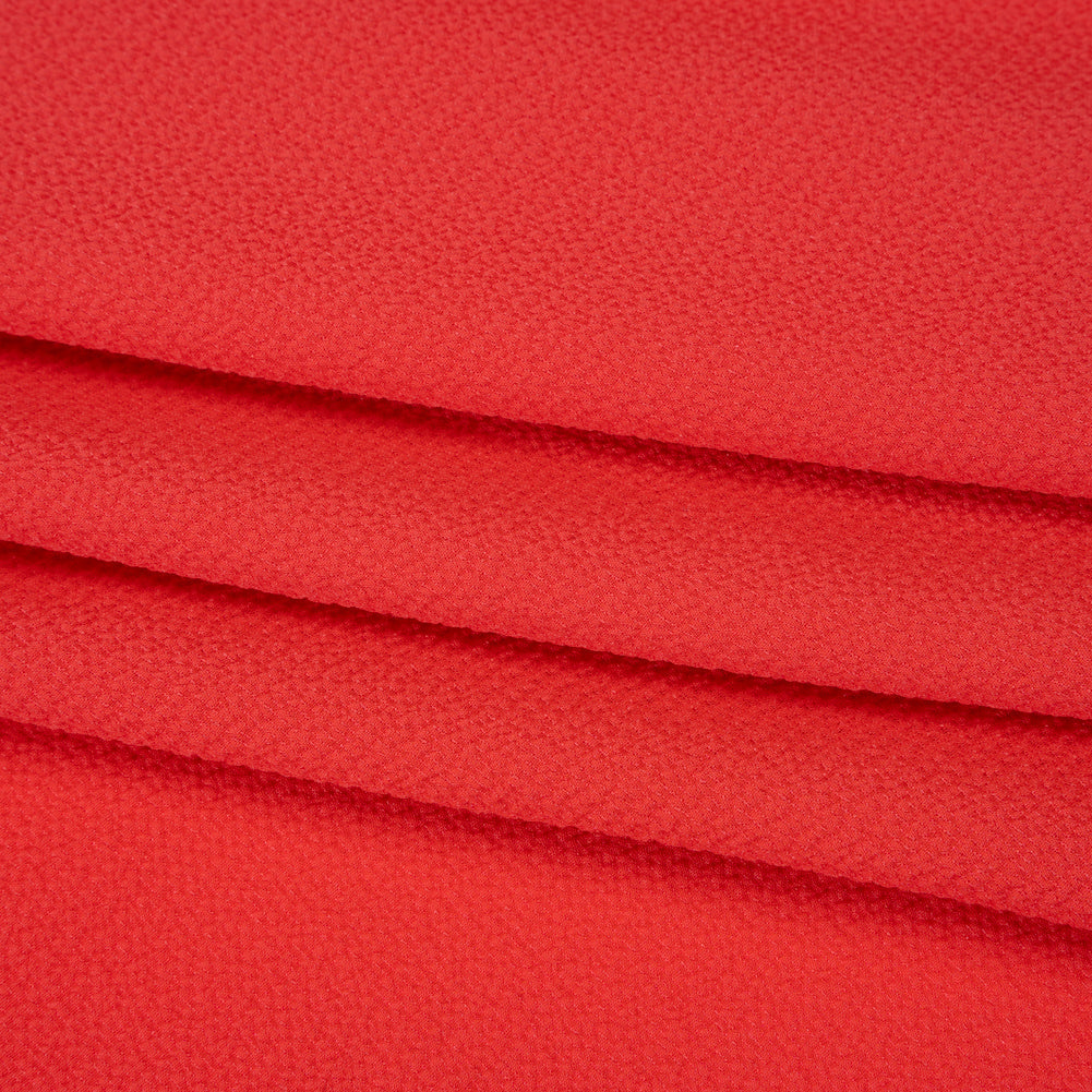 Stretch Puckered Polyester Crepe - Coral Rose - Designer Deadstock