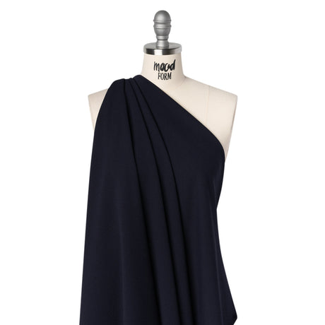 Stretch Polyester Crepe Double Knit - Navy Blue - Designer Deadstock