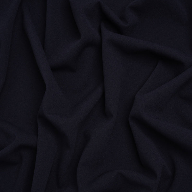 Stretch Polyester Crepe Double Knit - Navy Blue - Designer Deadstock