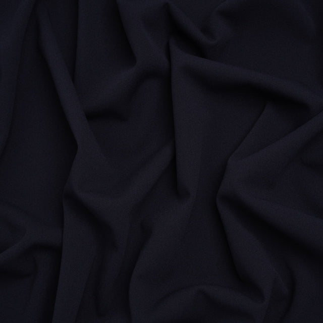 Stretch Polyester Crepe Double Knit - Navy Blue - Designer Deadstock