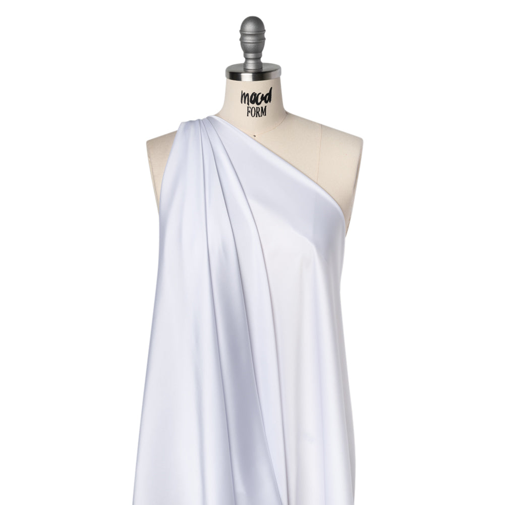 Stretch Polyester Satin - White - Designer Deadstock