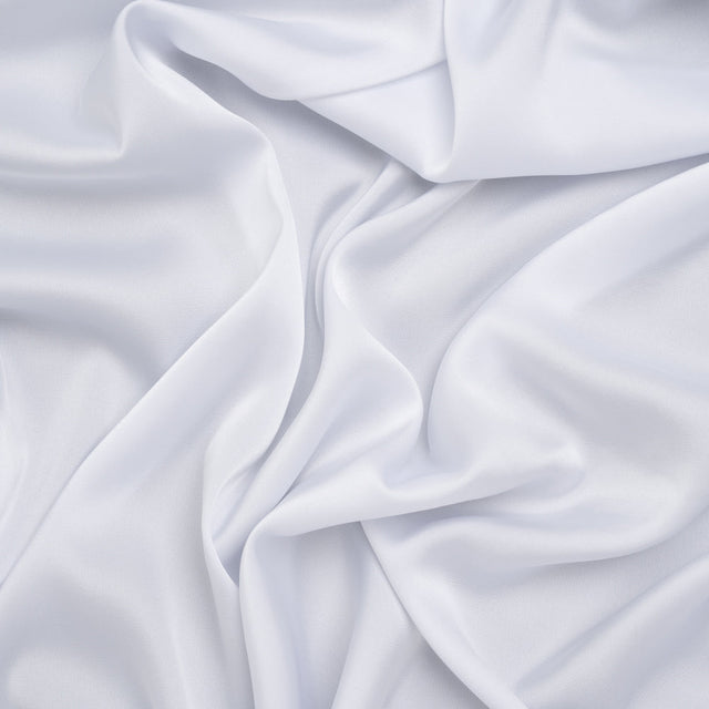 Stretch Polyester Satin - White - Designer Deadstock