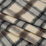 Brushed Wool Blend Twill Tweed - Black, Brown and Cream Beige Plaid