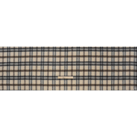 Brushed Wool Blend Twill Tweed - Black, Brown and Cream Beige Plaid