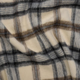 Brushed Wool Blend Twill Tweed - Black, Brown and Cream Beige Plaid