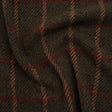 Wool Blend Tweedy Twill - Olive Brown, Tan and Red Plaid