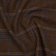 Wool Blend Tweed Twill - Brown, Cobalt Blue and Black Plaid